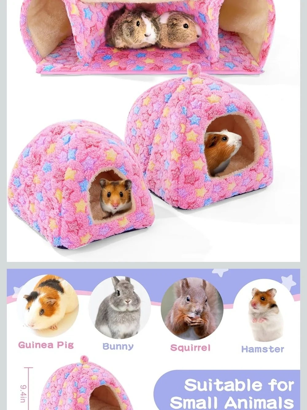 Pink Small Pet Cozy Bed & Hideout 3-Pack